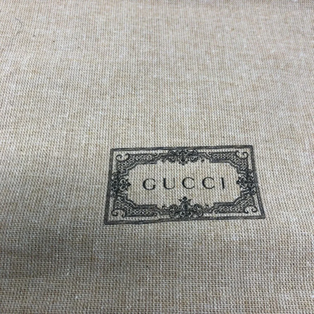 Authentic Gucci Shoe Canvas Dust Bag Set Logo Drawstring Travel Storage 16.5x8.5